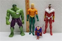 4 Action Figures- Hulk  Aquaman  Falcon
