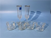 2 Champagne Flutes and 4 Punch Cups