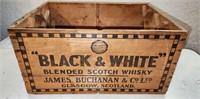 Black & White Scotch Whisky Vintage Wood Box Crate