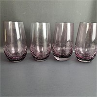 (4) RARE PIER 1 Purple Crackle Glass Tumblers