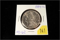 1884-CC Morgan dollar, MS-62