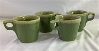 4 Hull pottery green drip mugs