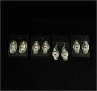 4 Pairs of  Marty Monte Sterling and Opal Earrings