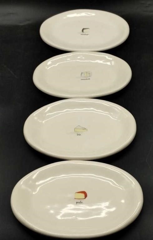 (E) "Cheese" Set of 4 Plates By Rae Dunn (CIB,