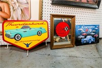 Corvette Mirror, Corvette Tin Sign, Thunderbird