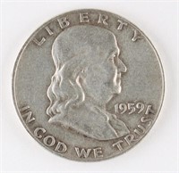 1959 U.S. FRANKLIN SILVER HALF DOLLAR COIN