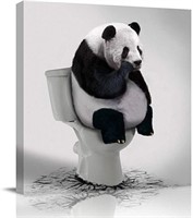 *Panda Sitting on The Toilet Painting-17.5"x12"