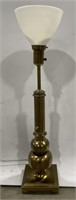 (BC) Brass base Table lamp with glass shade Appr
