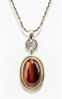 Jewelry Sterling Silver & Tiger’s Eye Pendant Neck