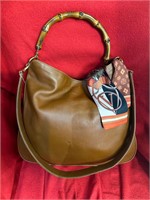 Gucci Bamboo Handle Brown Leather Shoulder Bag