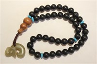 Chinese Beads Prayer Bracelet w Jade Pendant