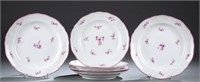 6 Meissen Pink Floral Dessert Plates, 19th c.