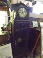 Oak Dome Cased Grandfather Clock W/ Brass Face