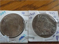 2 Silver Dollars 1889, 1889 O Ea Each x 2