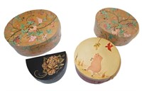 small wooden cheese boxes w pig