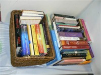 BASKET AND FLAT OF BOOKS
