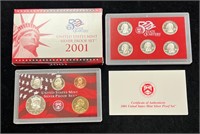 2001 US Mint Silver Proof Set in Box with COA