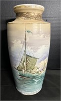 Japanese Hand Painted Nautical Vase.