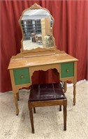 Desk with stool and mirror