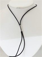 Black Lariat Leather Cord Necklace w/ Slide