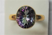Sterling Silver Gold Plated Mystic Topaz Ring