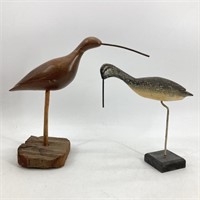 Wooden Curlew Shore Bird Decoys / Sculptures