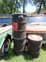 (3)Movie prop biohazard steel barrels.