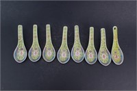 Eight Chinese Famille Rose Spoons