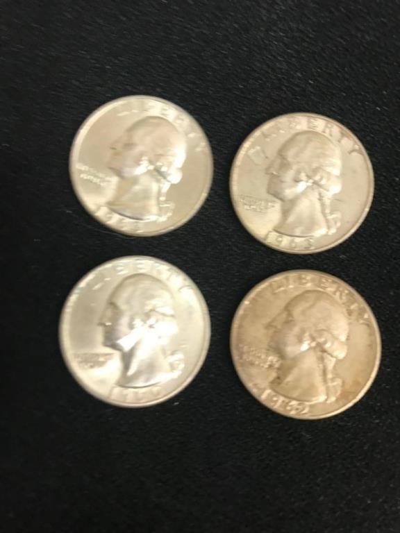 (4) Silver Washington Quarters