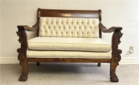 Ornate Claw Foot Settee Bench
