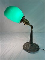 VINTAGE RB CO. 9328 CAST IRON green glass LAMP