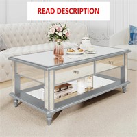 DWVO 48 In 2-Tier Silver Mirrored Coffee Table