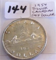 1954 Canadian Silver One Dollar Coin