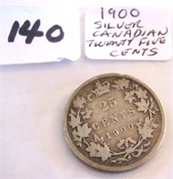 1900 Canadian Silver Twenty Five Cents