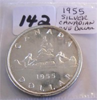 1955 Canadian Silver One Dollar Coin