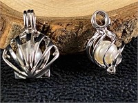 Sterling Clam Natural Pearl Keeper Charms