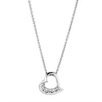 Round .13ct White Sapphire Open Heart Necklace