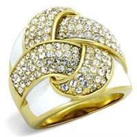 14k Gold Ip .27ct White Sapphire Braided Ring
