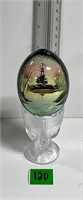 Fab Vtg Portieux Glass Egg Cup Handpainted Egg