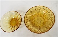 Amber Vintage Indiana Glass Sunburst Design &