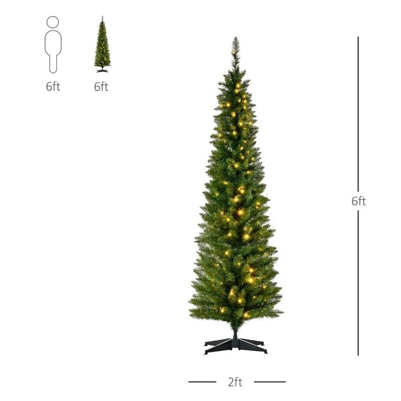 6' Tall Pre-Lit Slim Artificial Christmas tree