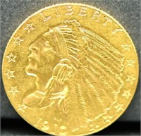 1910 Indian head $2.5 gold coin
