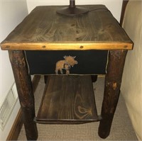Log Side Table Moose Handle Accent