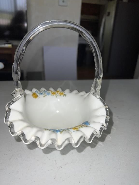 Fenton hand painted basket