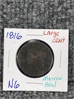 1816 Large Cent N6 Matron Head Rotated Die