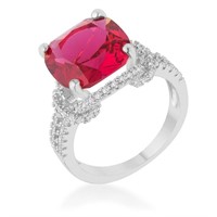 Cushion 6.20ct Ruby & White Topaz Cocktail Ring