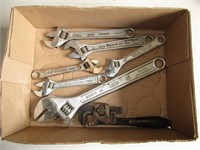 Assorted Crescents/ Small Pipe Wrench