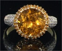 14kt Gold Natural 4.43 ct Citrine & Diamond Ring