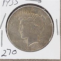 1935P  Peace Silver Dollar