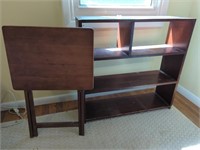 BOOKCASE AND WOODEN TV TRAY